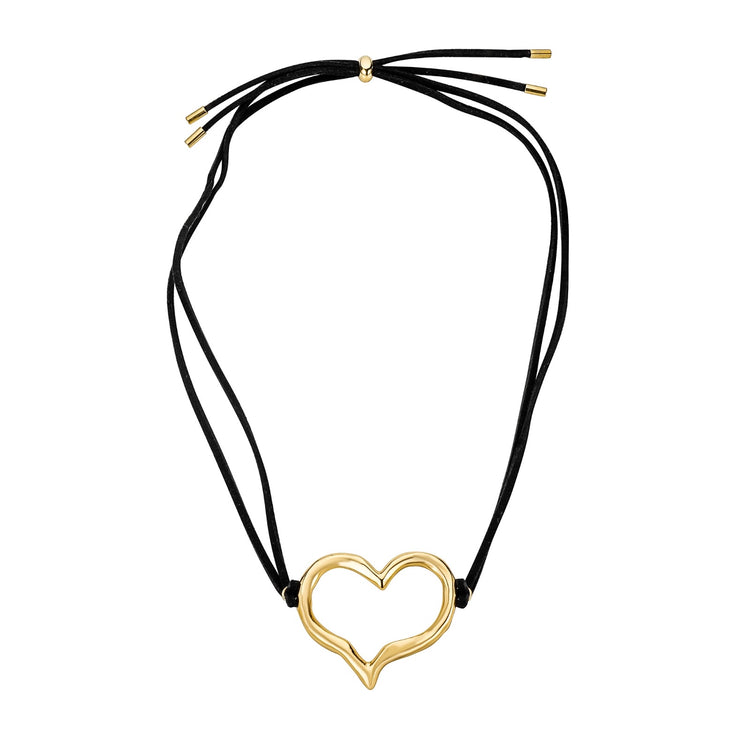 Amore Necklace: A timeless love heart pendant on a black suede cord with adjustable bead.