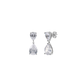 Monroe Earrings in rhodium plated brass with two pear-cut cubic zirconia drops