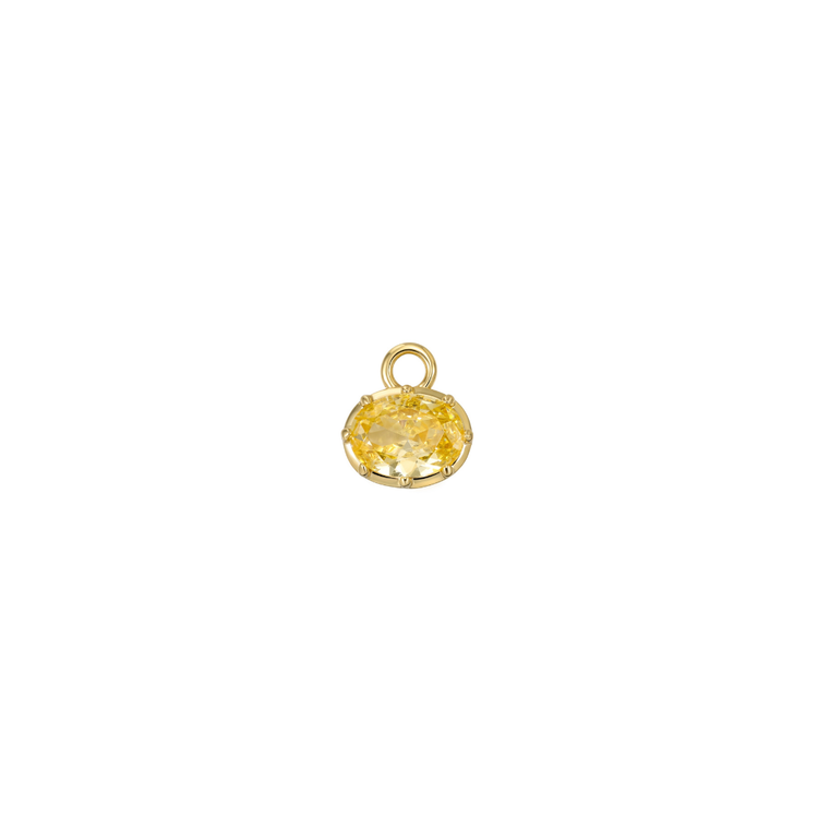 Mira Charms in Canary, oval-cut Canary stone in a 14K gold plated brass setting