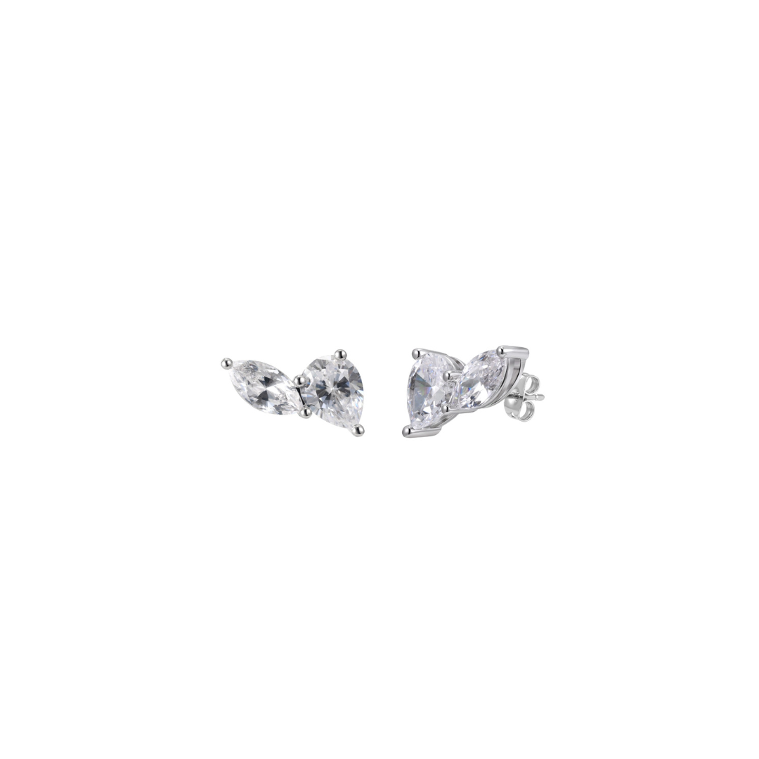Esme Earrings, rhodium plated brass ear climbers with marquise and pear-cut cubic zirconia