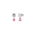 Blair Earrings in rhodium plated brass with an emerald-cut stone and pink pear-cut drop