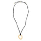 Farrah Necklace: Eye-Catching Circle Pendant on Black Suede Cord.