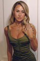 Model wearing the Rogue multicoloured stone necklace