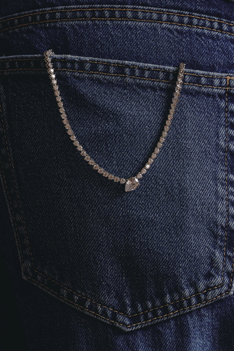 Fawnie Necklace, tennis necklace with a pear-cut centre stone
